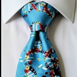 Neck Tie DNA Molecules Atoms Biology‎ Genetics Double Helix Turquoise Chemistry